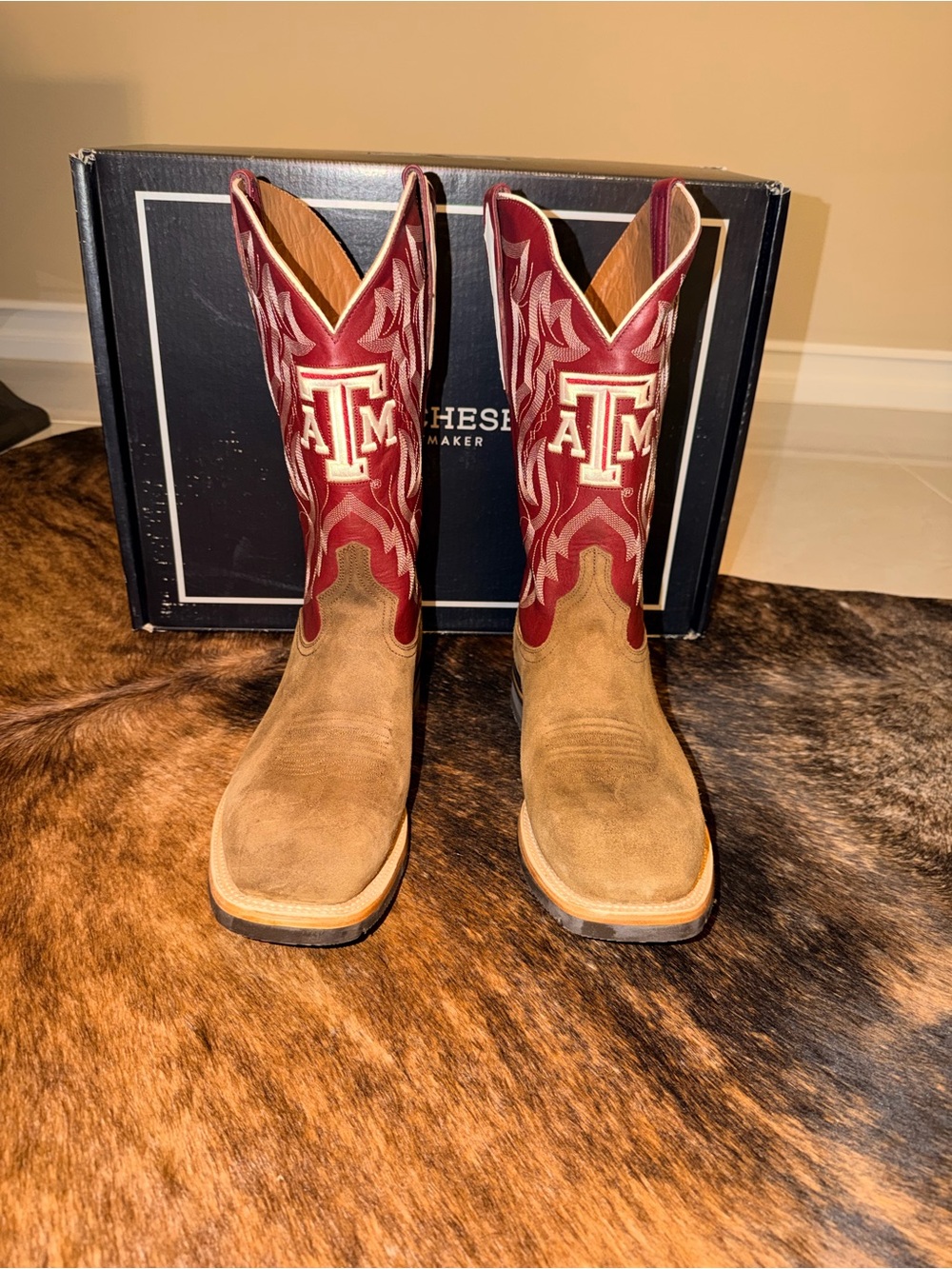 LUCCHESE MEN'S A&M HORSEMAN BARN BOOT Aggie spirit Size 14 🤠👍
